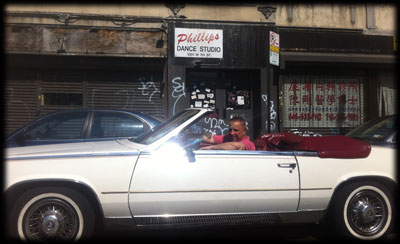 Ralphie in his car outside Phillips Dance Studio