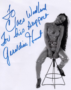 Geraldine Hunt signed photo - To Claes Widlund -discoguy- For his support