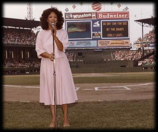 Linda Clifford singing the National Anthem at Sox Park